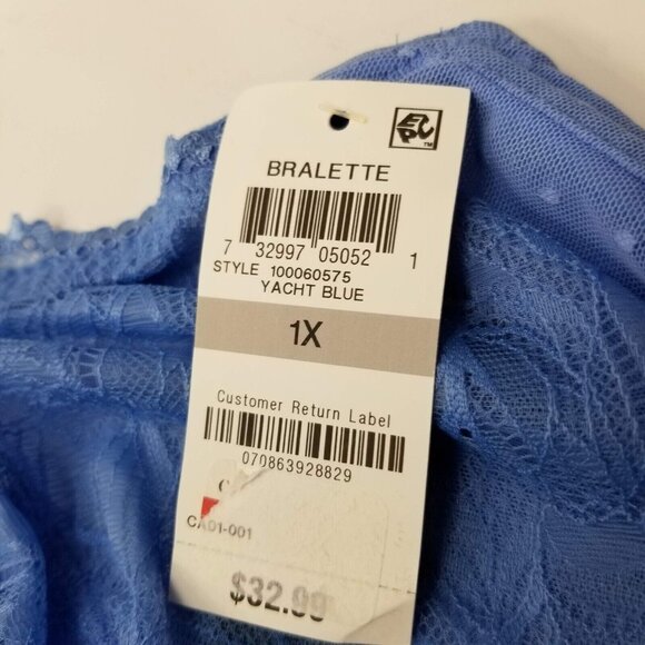 INC International Concept Women's Lace Halter Back Bralette Yacht Blue Sz 1X-NWT - Picture 5 of 10